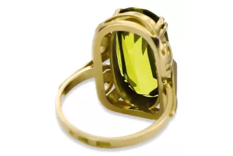 Ring Yellow Peridot 14K Yellow gold Vintage craft vrc038y
